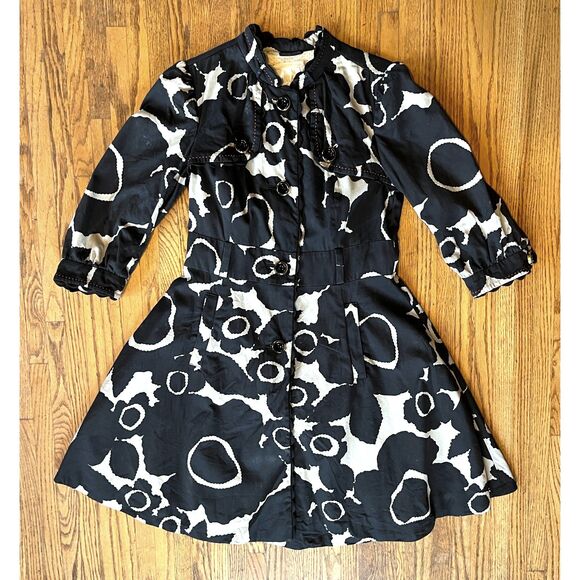 Anthropologie Leifsdottir Black Pattern Button Up Coat Jacket Women's Size Small - Picture 3 of 10